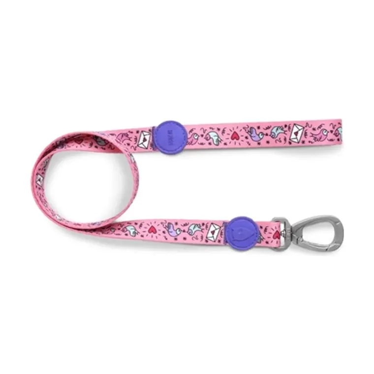 Morso hondenriem gerecycled Sweet Tweet, roze, 120 x 1,5 cm tot 6 kg