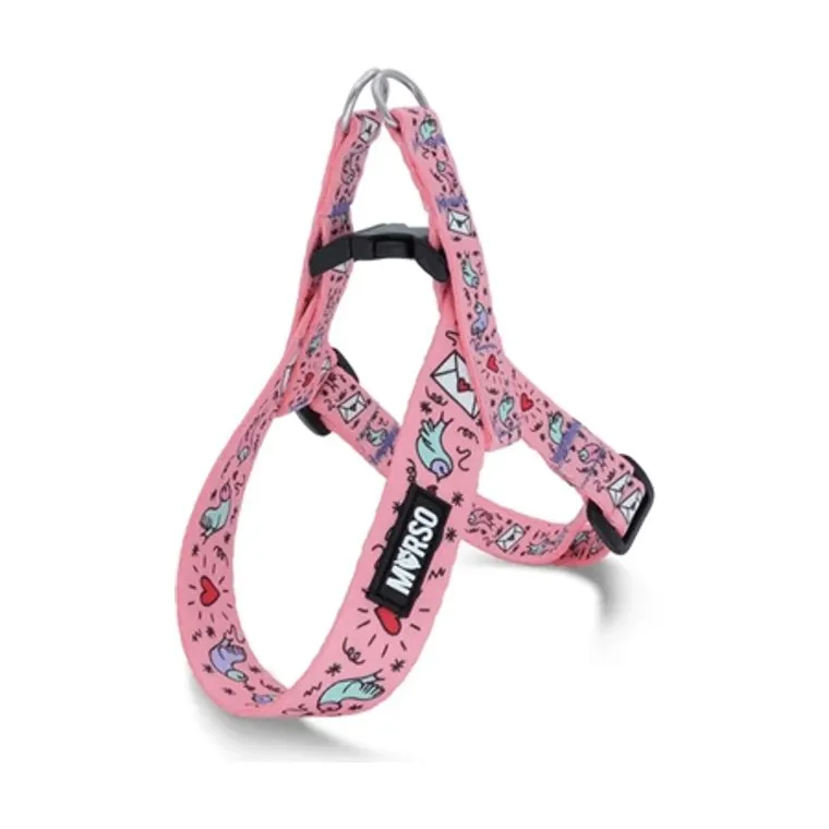 Morso mini hondentuig verstelbaar gerecycled Sweet Tweet, roze, 29-38 x 2,5 cm