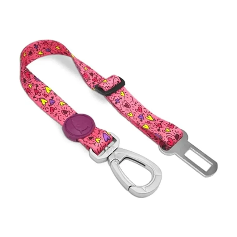 Morso honden autogordel gerecycled Pink Think, roze, 40-65 x 2,5 cm tot 80 kg