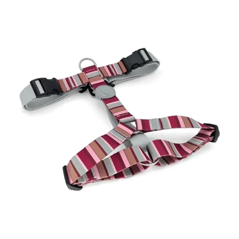 Morso hondentuig H-tuig gerecycled Skyline, rood/roze, 60-80 x 2,5 cm