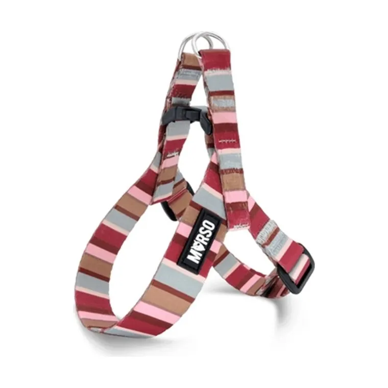 Morso mini hondentuig verstelbaar gerecycled Skyline, rood/roze, 24-32 x 1,5 cm