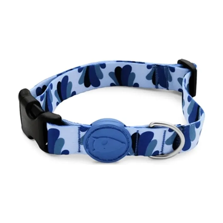 Morso hondenhalsband gerecycled Splash, blauw, 37-58 x 2,5 cm