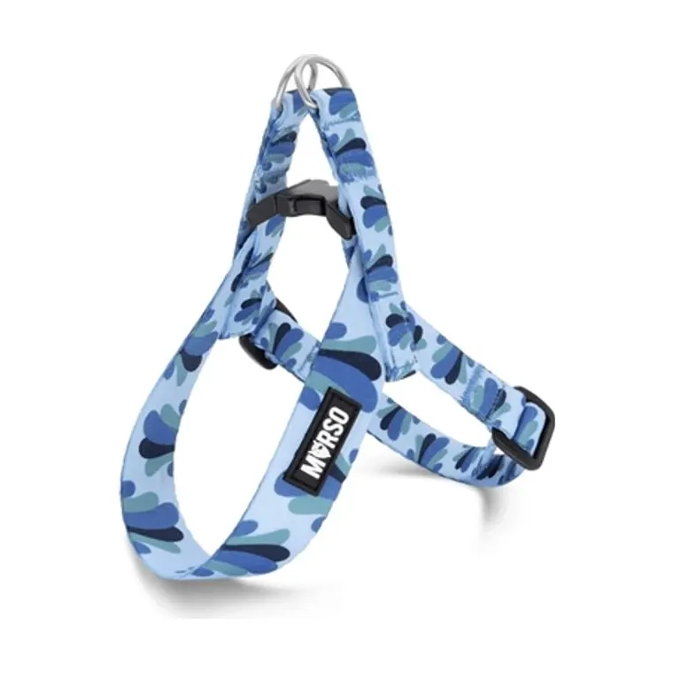 Morso mini hondentuig verstelbaar gerecycled Splash, blauw, 24-32 x 1,5 cm