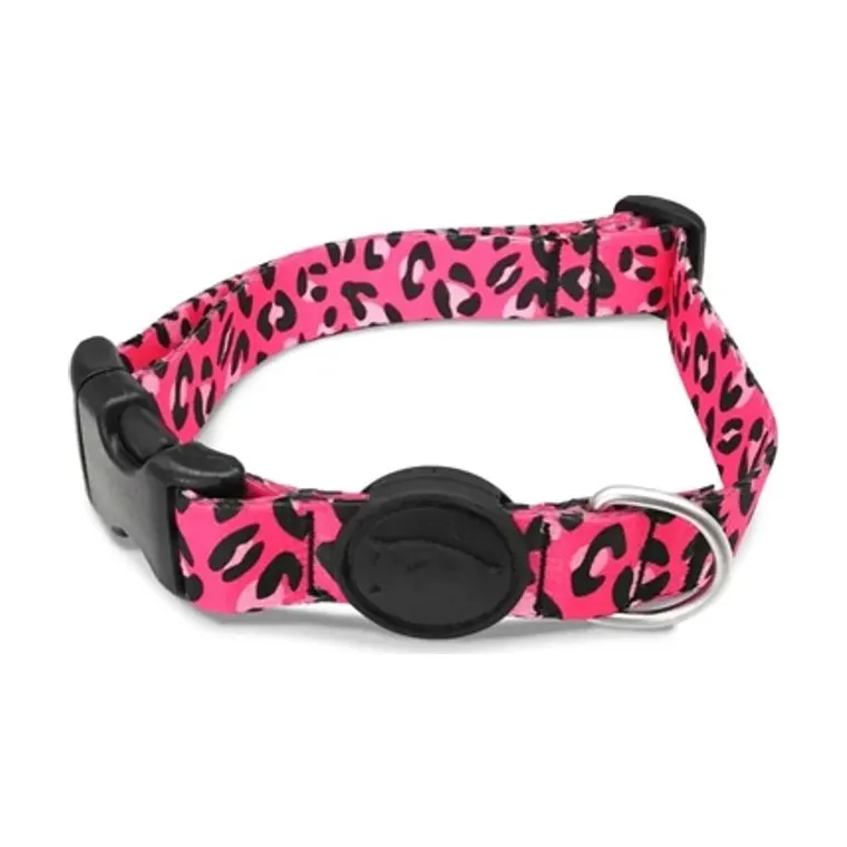 Morso hondenhalsband gerecycled Bubble, luipaardprint roze, 30-42 x 1,5 cm