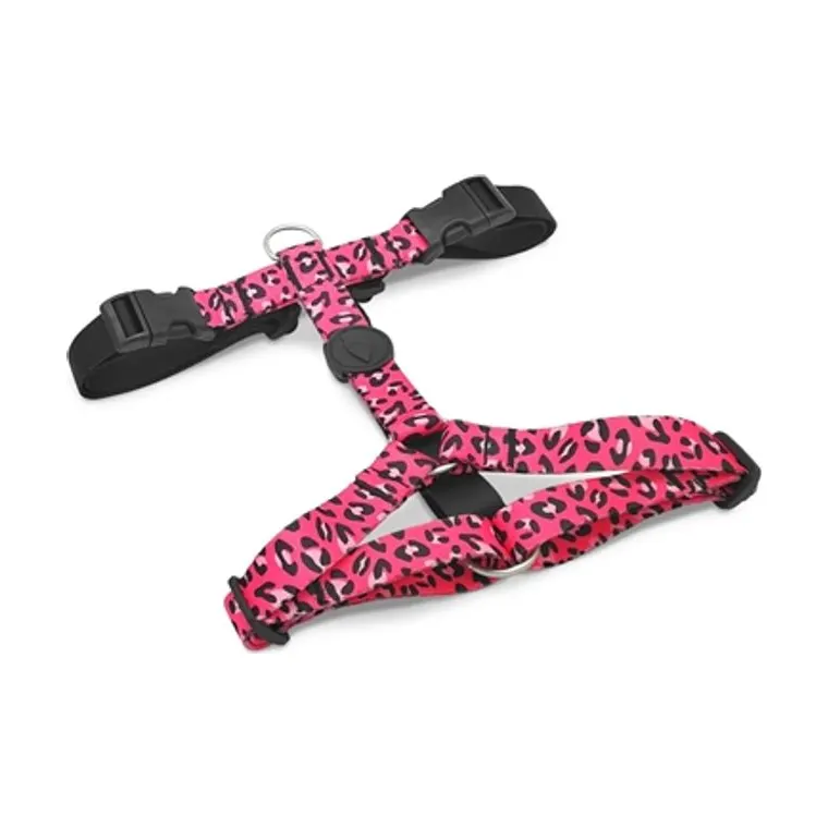 Morso hondentuig H-tuig gerecycled Bubble, luipaardprint roze, 50-70 x 1,5 cm