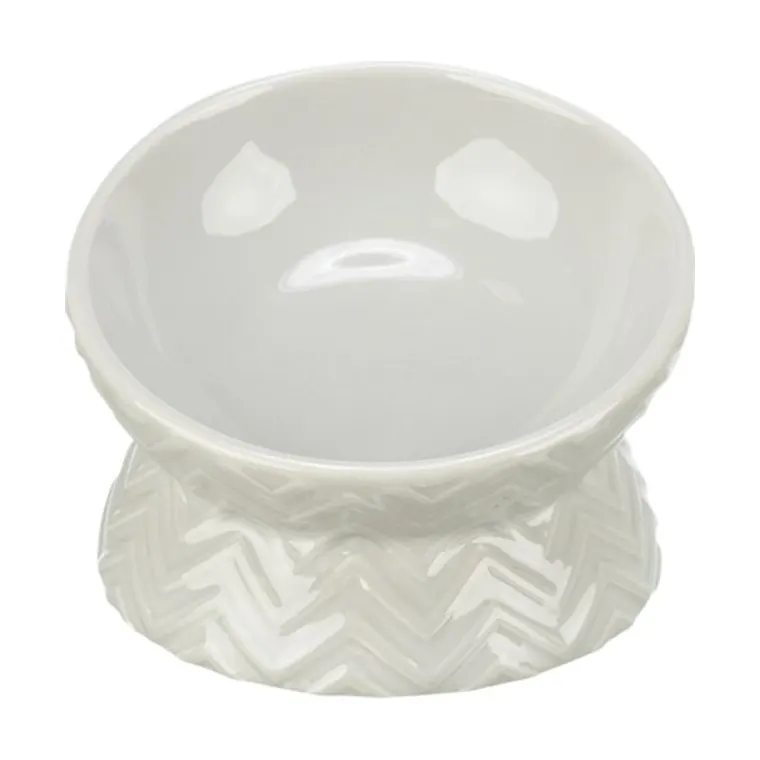 Trixie verhoogde voer- en waterbak keramiek licht, taupe, 150 ml 13 cm