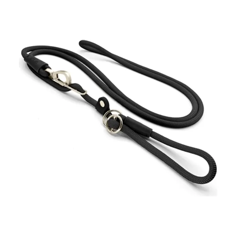 Morso hondenriem retrieverlijn handsfree Soft Rope gerecycled, zwart, 260 x 1 cm