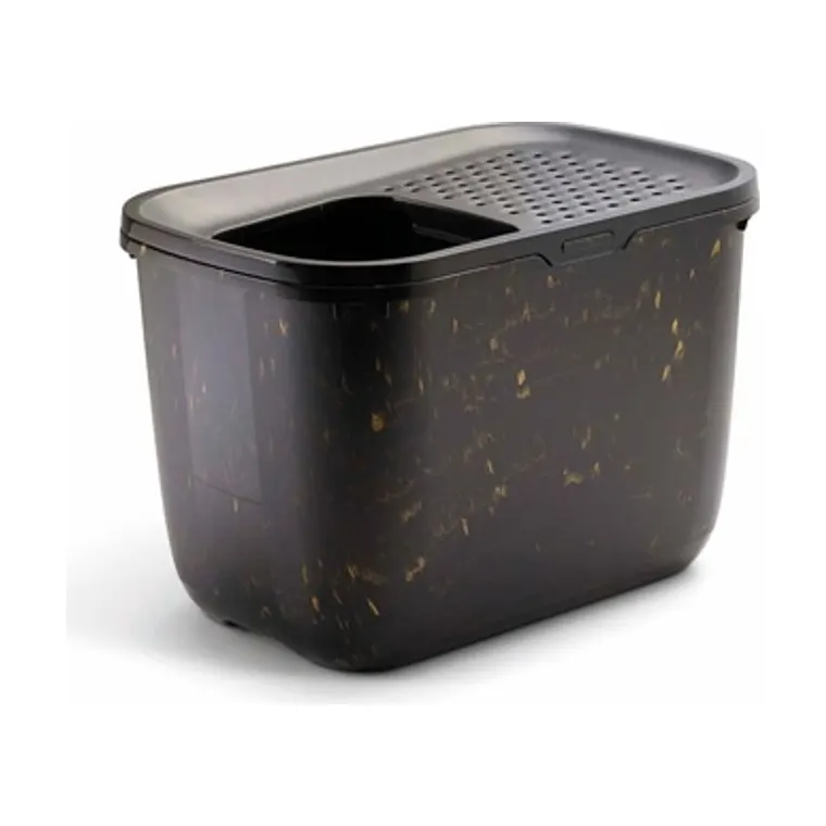 Savic kattenbak Hop in Marble, zwart/goud, 58,8 x 39 x 39,5 cm