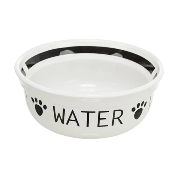 Trixie drinkbak hond water keramiek, wit/zwart, 2,6 l 25 cm