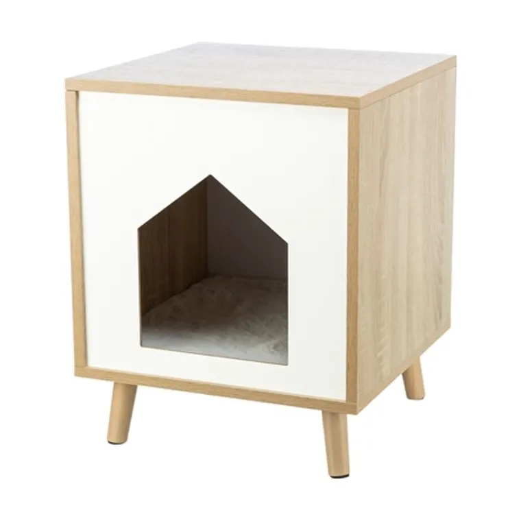 Trixie kattenmand huis Isa houtlook, lichtbruin/wit, 40 x 40 x 50 cm