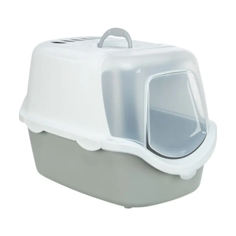 Trixie kattenbak Vico open Top met kap, lichtgrijs/wit, 56 x 40 x 40 cm