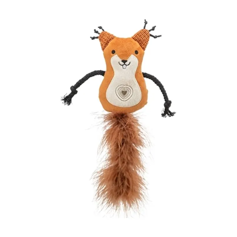 Trixie eekhoorn pluche met veerstaart met kattenkruid, 24 cm