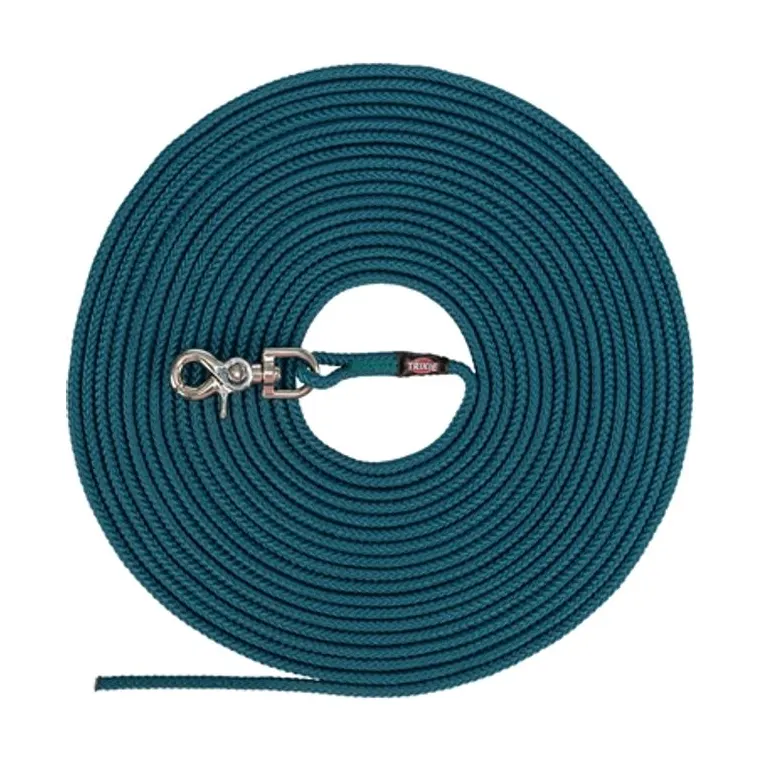 Trixie hondenriem sleeplijn rond zonder handlus, petrol blauw, 15 m x 0,6 cm