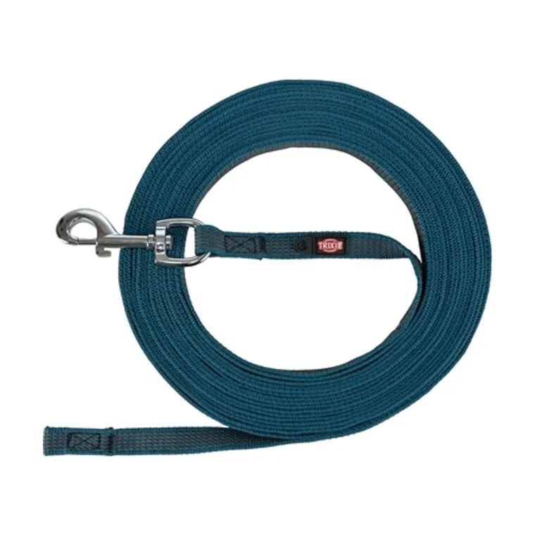 Trixie hondenriem sleeplijn met rubber antislip, petrol blauw, L/XL 5 m x 1,7 cm