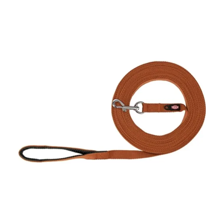 Trixie hondenriem sleeplijn katoen, roest bruin, 15 m x 2 cm