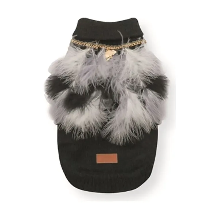 Croci - Dog Sweater feathers black/white, 25 cm