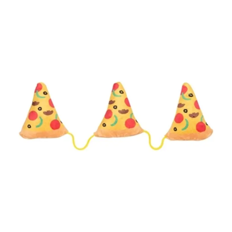 FuzzYard 3 pizzastukken aan touw met kattenkruid pluche, 15 x 6 cm