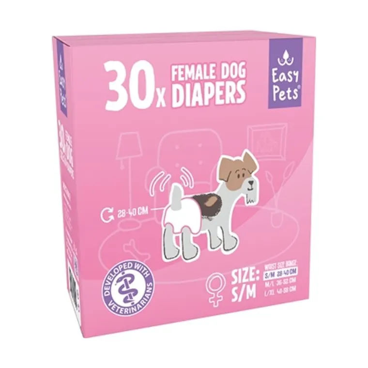 EasyPets hondenluiers teef, S/M 30-pack