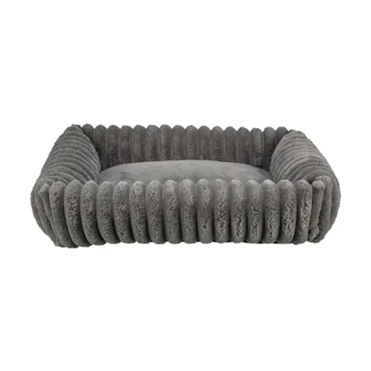 Trixie hondenmand Lonni ribfluweel hoekig, grijs, 100 x 70 cm