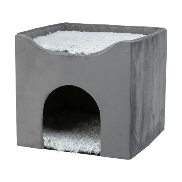 Trixie kattenhuis Harvey, grijs-wit/zwart, 38 x 38 x 38 cm