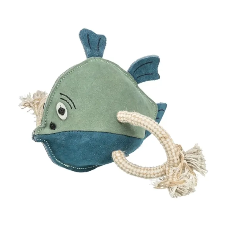 Trixie vis leer met touw, 28 cm