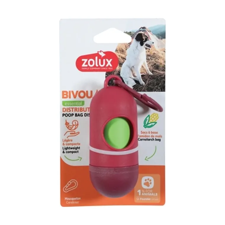Zolux Bvk Poop Bag Holder + 15 Bags red, 4 × 4 × 14 cm
