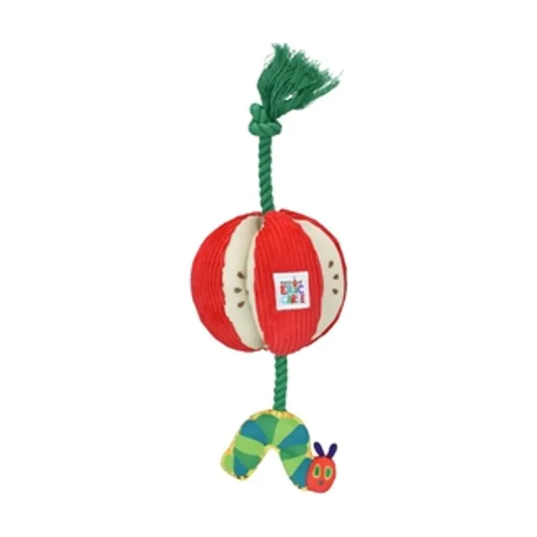 Eric Carle pluche rupsje nooit genoeg appel met flostouw, 38 cm