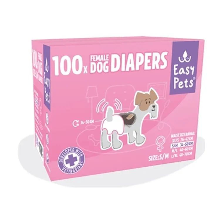 EasyPets hondenluiers teef, S/M 100-pack