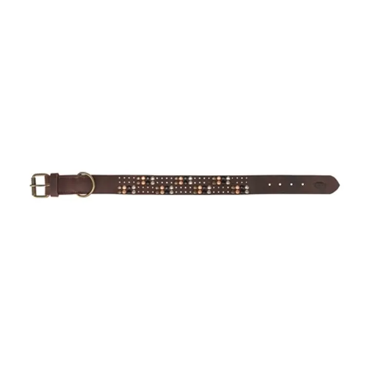 Trixie hondenhalsband Rivet Rustic vetleer, donkerbruin, XL 55-65 cm x 4 cm