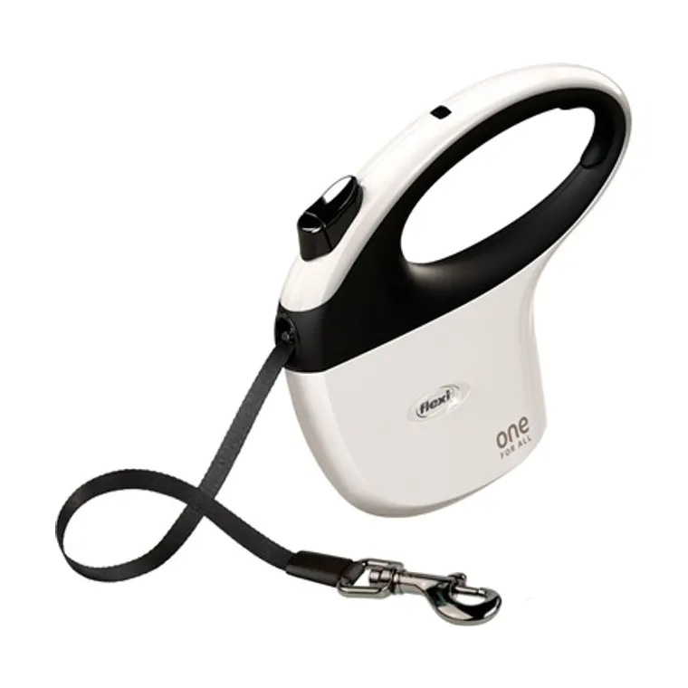 Flexi rolriem One, wit/zwart, 5 m tot 30 kg