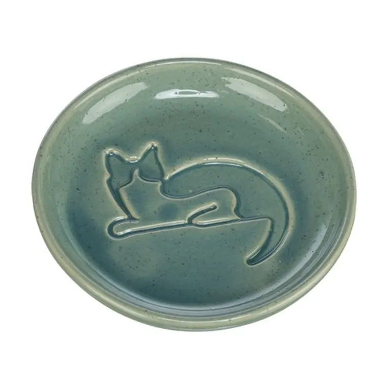 Trixie voerbak kat katrelief keramiek, blauw, 14,5 cm 150 ml