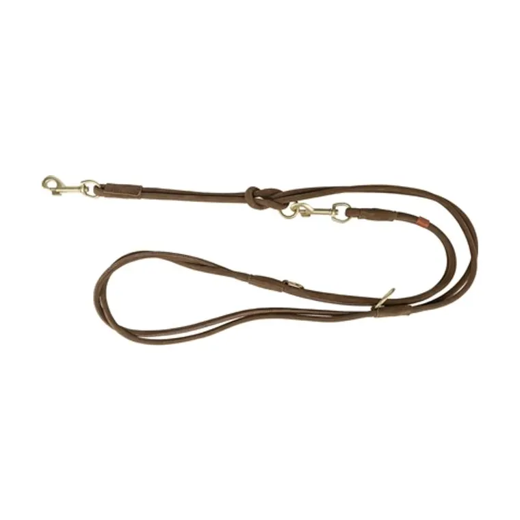 Trixie hondenriem Pure verstelbaar rond gestikt leer, bruin, 200 x 1 cm