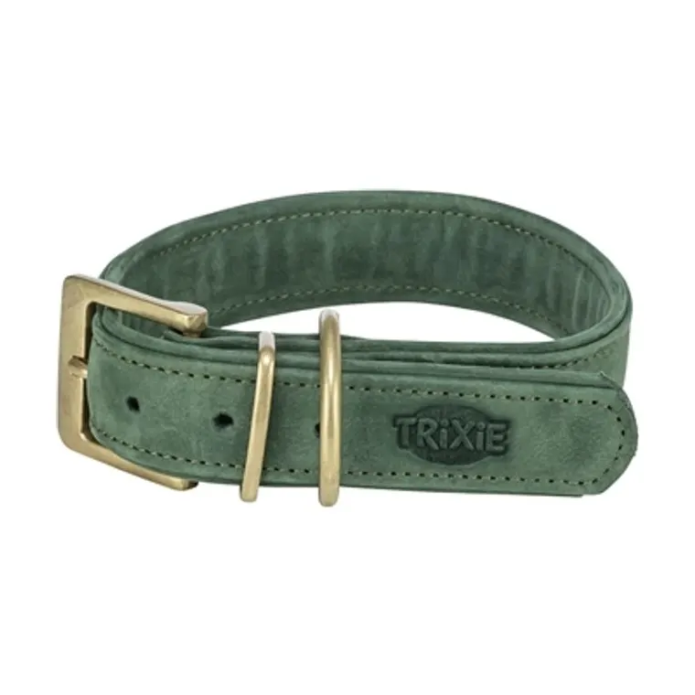 Trixie hondenhalsband Pure leer, saliegroen, S-M 31-37 x 3 cm