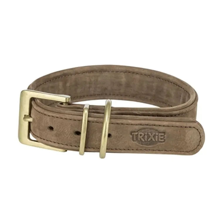 Trixie hondenhalsband Pure leer, bruin, M-L 39-46 x 3,5 cm