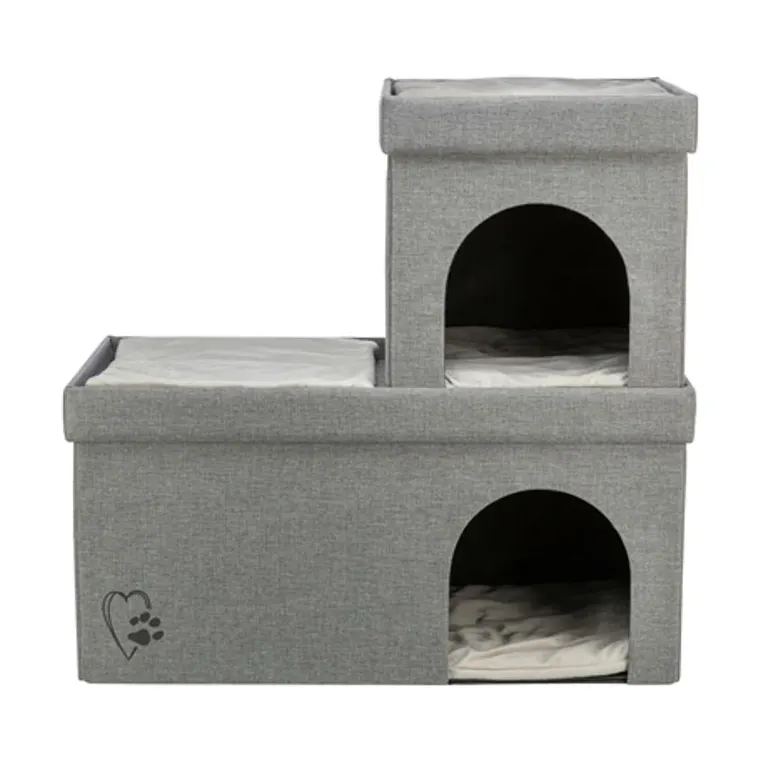 Trixie kattenmand/kattenhuis Kimy zacht 2 verdiepingen, lichtgrijs, 76 x 37 x 72 cm