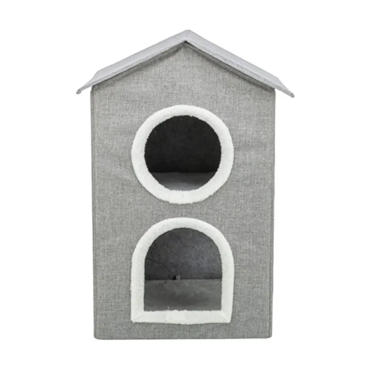 Trixie kattenmand/kattenhuis Nora zacht 2 verdiepingen, lichtgrijs, 47 x 47 x 67 cm