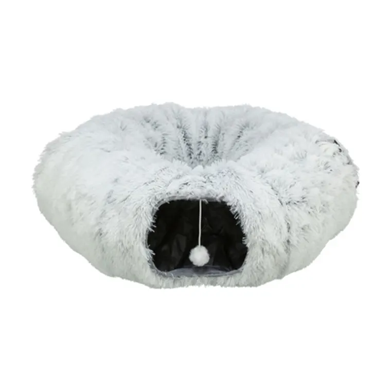 Trixie Harvey pluche speeltunnel/donut, wit/grijs, 160 x 25 cm