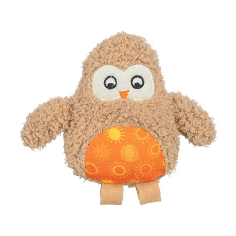 Trixie uil pluche met kattenkruid, bruin, 10 cm