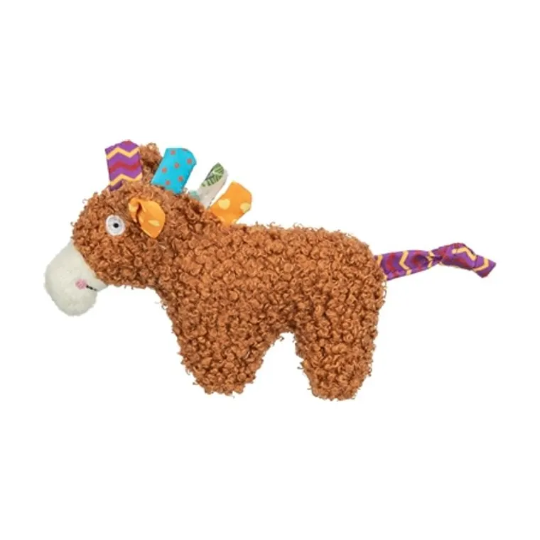 Trixie paard pluche met kattenkruid, bruin, 15 cm
