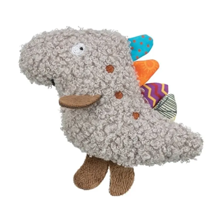 Trixie dino pluche met kattenkruid, grijs, 12 cm