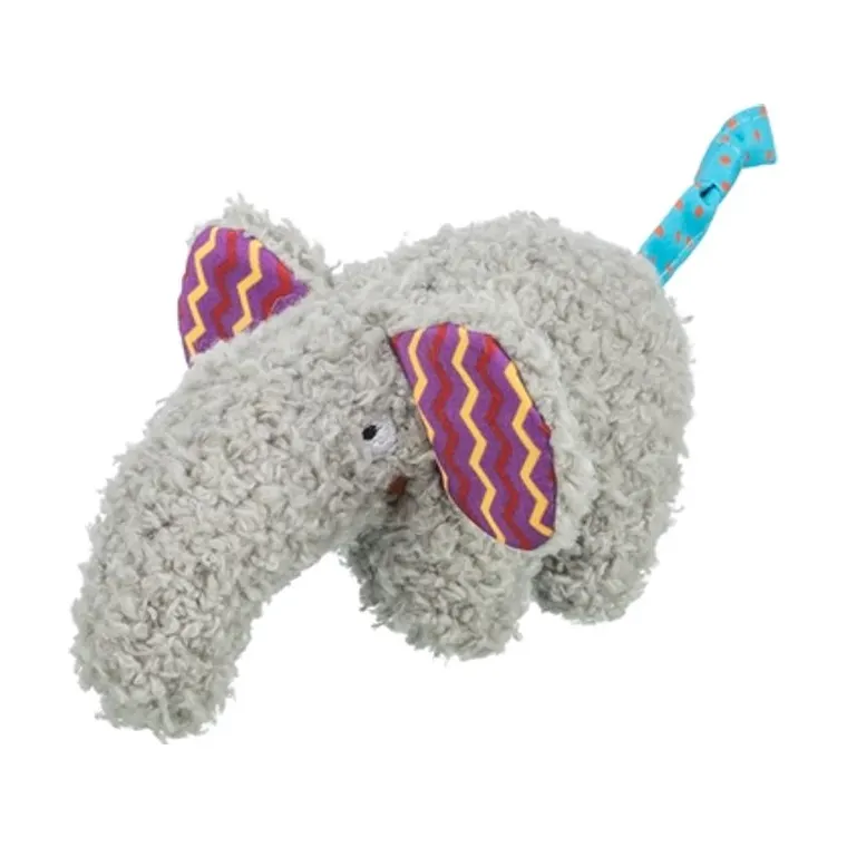 Trixie olifant pluche met kattenkruid, grijs, 15 cm