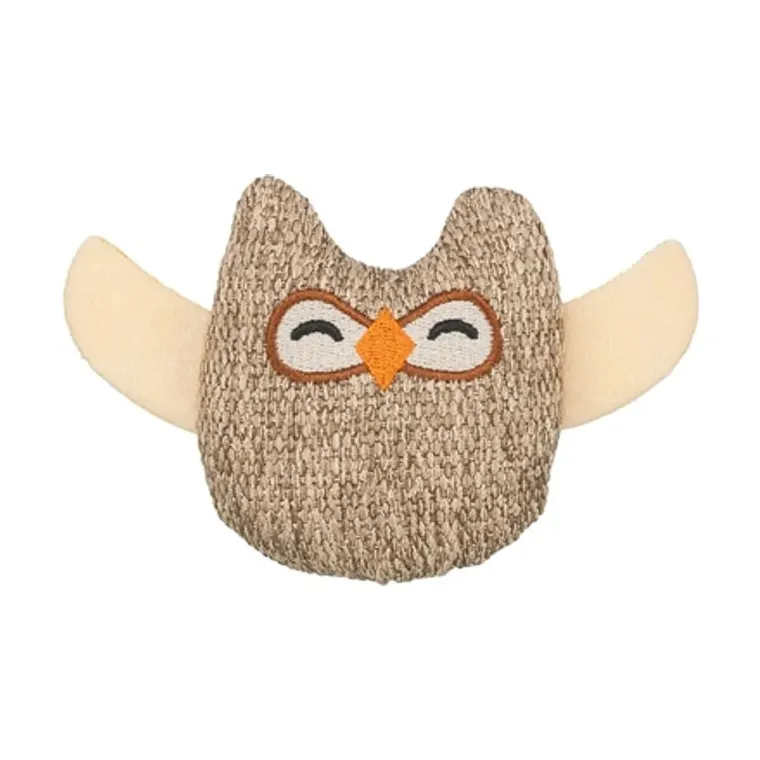 Trixie uil stof/pluche met kattenkruid, beige, 8 cm