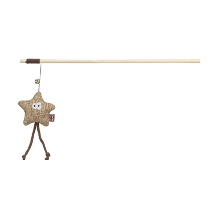 Trixie kattenhengel ster hout/pluche met kattenkruid, 38 cm