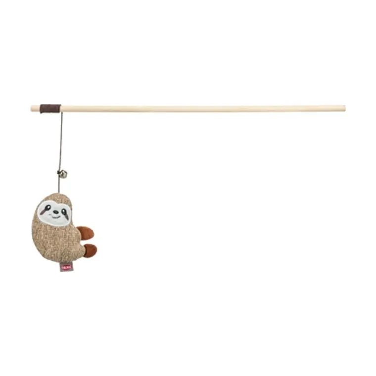 Trixie kattenhengel luiaard hout/pluche met kattenkruid, 38 cm