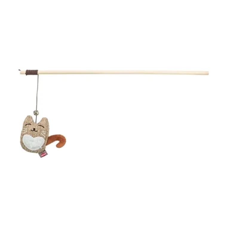Trixie kattenhengel kat hout/pluche met kattenkruid, 38 cm