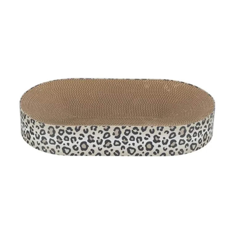 Trixie krabmat/mand luipaardprint karton met kattenkruid, crème, 63 x 35 x 10 cm