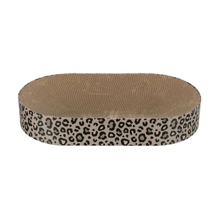 Trixie krabmat/mand luipaardprint karton met kattenkruid, bruin, 63 x 35 x 10 cm