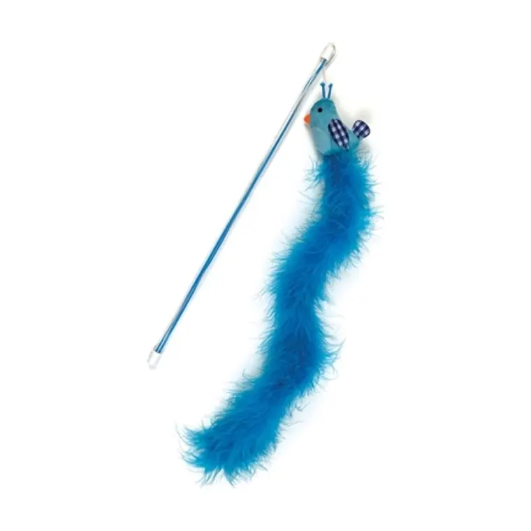 Happy Pet Tabby Patch kattenhengel vogel, blauw, 40 x 7,5 cm