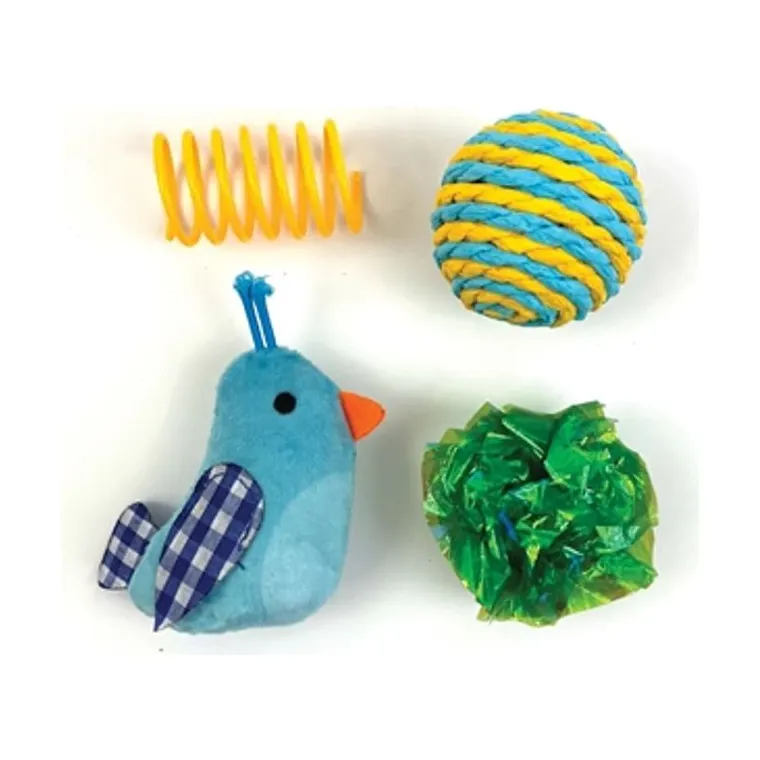 Happy Pet Tabby Patch Blue Bird Pack, 4-pack