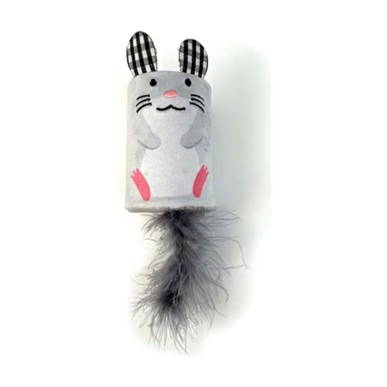 Happy Pet Tabby Patch muis ratel en Roller, grijs, 18 x 7 x 7 cm